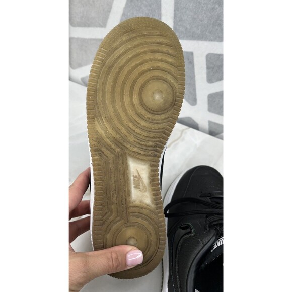 Nike Women Sz 7.5 AIR FORCE 1 ‘07 PRM’ BLACK PURE PLATINUM Leather Sneakers Shoe - Picture 9 of 10